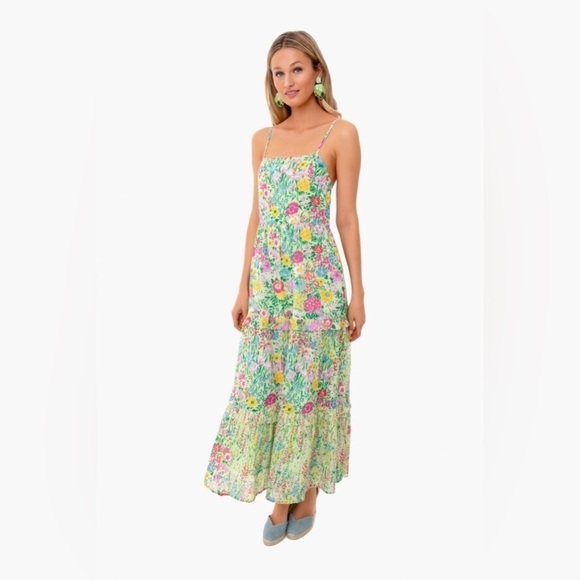 Banjanan Hazel Sleeveless Tiered Maxi Dress in Dawn Chorus Pistachio Green, XS - Picture 2 of 11